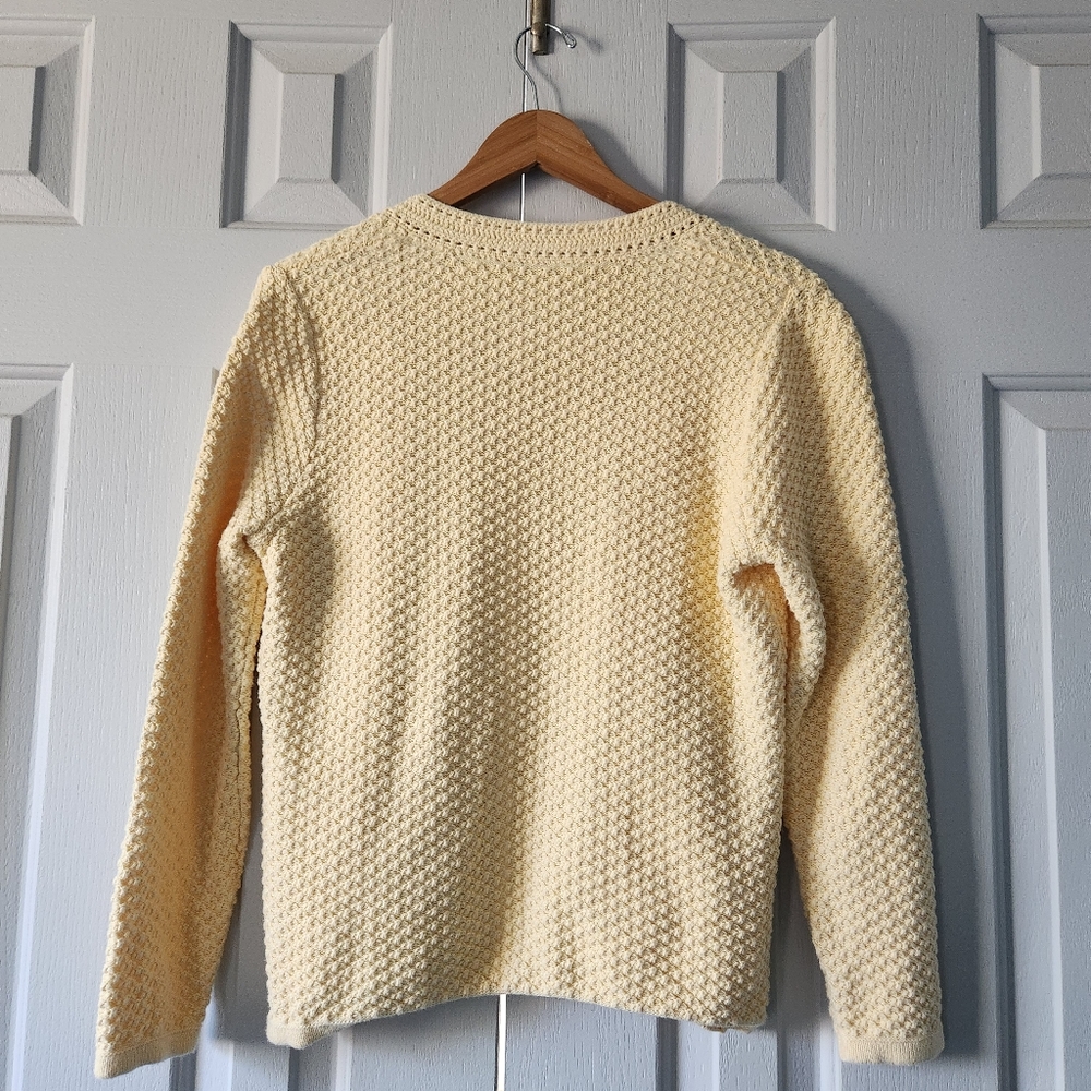 Appleseeds Petites Cotton Yellow Honeycomb Cardigan Size PM Cottagecore - Picture 7 of 7